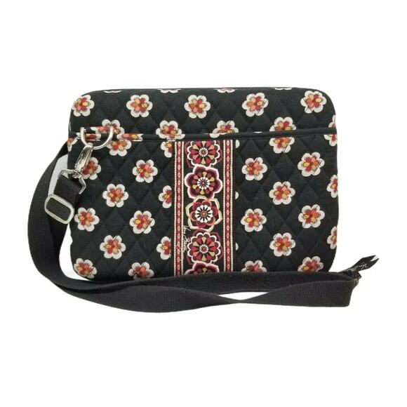 VERA BRADLEY Hard Shell Laptop Computer Case Black With Red Flowers 12in case - Picture 1 of 3